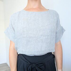 Elizabeth Suzann Georgia Tee in Linen Gauze - Smoke / OS Minus